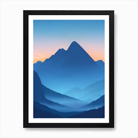 Misty Mountains Vertical Composition In Blue Tone 80 Art Print
