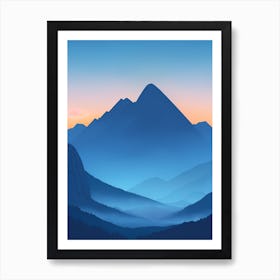 Misty Mountains Vertical Composition In Blue Tone 80 Affiche