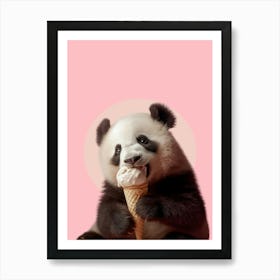 Panda Bear Eating Ice Cream Art Print