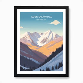 Poster Of Aspen Snowmass   Colorado, Usa, Ski Resort Illustration 3 Art Print