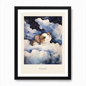 Baby Ferret 1 Sleeping In The Clouds Nursery Poster Art Print