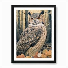 Verreauxs Eagle Owl Relief Illustration 1 Art Print