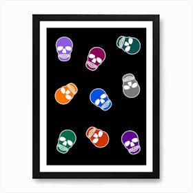 Skulls Pattern in Multi Colour Halloween Art Print