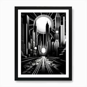 Metropolis Abstract Black And White 7 Art Print