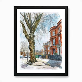 Islington London Borough   Street Watercolour 3 Art Print