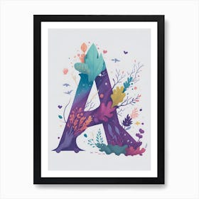 Colorful Letter A Illustration 42 Art Print