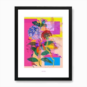 Lantana 4 Neon Flower Collage Poster Art Print