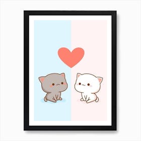 Kawaii Cats Kitten Love Art Print