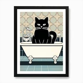 Black Cat In Bathtub 1 Poster