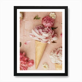 Pink Peonies Summertime Cone Art Print