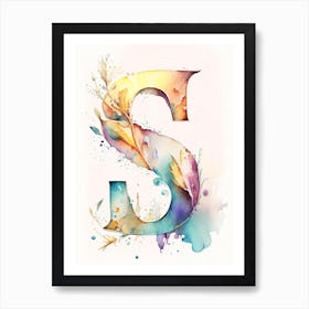 S, Letter, Alphabet Storybook Watercolour 1 Art Print