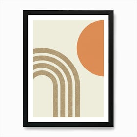 Mid-century Modern Sun and Rainbow - Abstract Modern Minimalist Warm Orange Art Print
