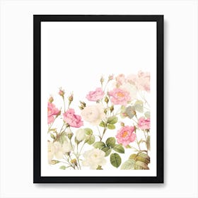 Summer Redoute Vintage Roses Garden Art Print