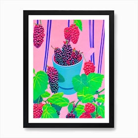 Marionberry 1 Risograph Retro Poster Fruit Art Print