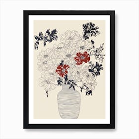 Floral Still Life Sketch Line Art 1 Art Print