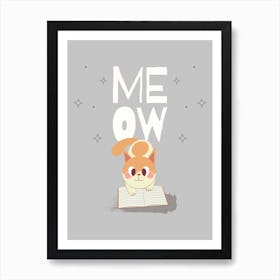 Meow - A Cat With A Notebook - cat, cats, kitty, kitten, cute, funny, animal, pet, pets Art Print