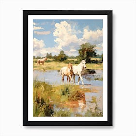 Horses Painting In Loire Valley, France 1 Art Print