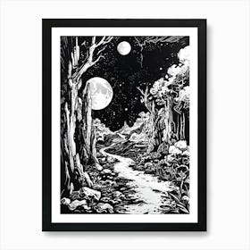 Black And White Woodcut Print Art Print