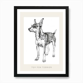 Toy Fox Terrier Dog Line Sketch 3 Poster Art Print