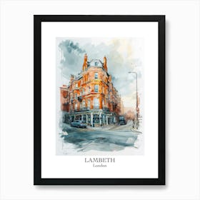 Lambeth London Borough   Street Watercolour 2 Poster Art Print