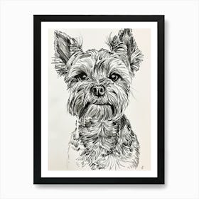 Yorkshire Terrier Dog Line Sketch 1 Art Print