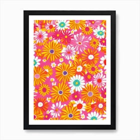 Daisy Floral Print Retro Pattern2 Flower Art Print