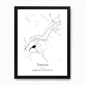 Trencin,Slovakia Minimalist Map Art Print