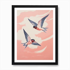 Vintage Japanese Inspired Bird Print Barn Swallow 1 Art Print