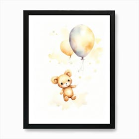 Baby Butterfly Flying With Ballons, Watercolour Nursery Art 4 Art Print