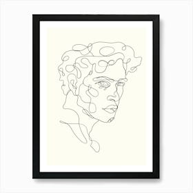 Portrait Of A Man Monoline Hand Drawing Aesthetic Illustration Art Print