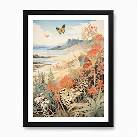 Butterflies In The Sand Dunes Japanese Style Painting 1 Art Print