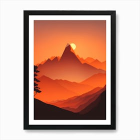 Misty Mountains Vertical Composition In Orange Tone 116 Art Print