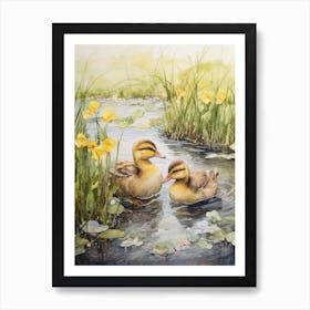 Mixed Media Ducks In The Pond 5 Poster