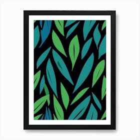 Nocturnal Verdancy: A Tapestry of Shadows and Emeralds Art Print