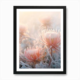 Frosty Botanical Protea 2 Art Print