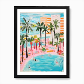 The Fontainebleau Miami Beach   Miami Beach, Florida   Resort Storybook Illustration 4 Art Print