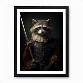 Vintage Portrait Of A Barbados Raccoon Dressed As A Knight 4 Art Print