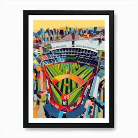 Yankee Stadium New York Colourful Silkscreen Illustration 2 Art Print