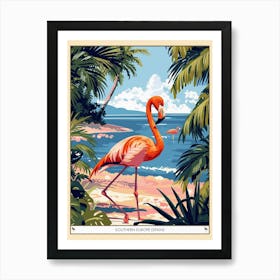 Greater Flamingo Southern Europe Spain Tropical Illustration 5 Poster Art Print