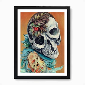 Skulls And Flowers 2 Art Print