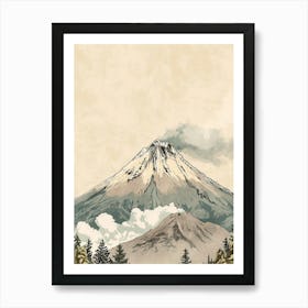 Popocatepetl Mexico Color Line Drawing (3) Art Print