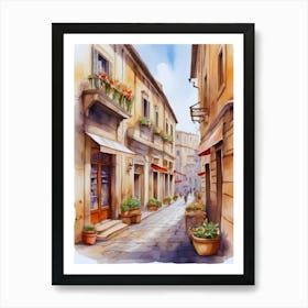 Watercolor Street In Italy Art Print