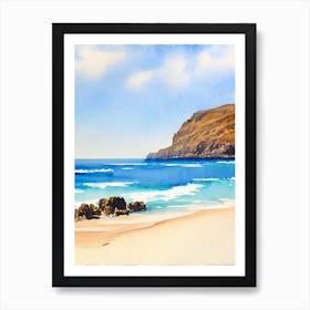 Amadores Beach 2, Gran Canaria, Spain Watercolour Art Print