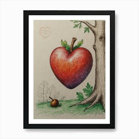 Heart Shaped Apple Art Print