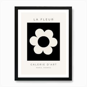 La Fleur | 06 – Retro Floral Black And White Flower Art Print