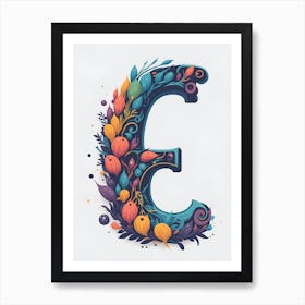 Colorful Letter E Illustration 2 Art Print