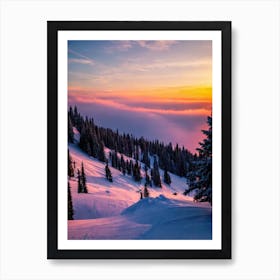 Bardonecchia, Italy Sunrise Skiing Poster Art Print