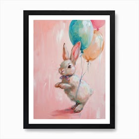 Cute Rabbit 3 With Balloon Art Print