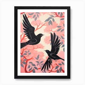 Vintage Japanese Inspired Bird Print Blackbird 2 Art Print