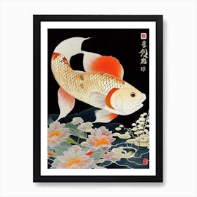 Bekko Koi Fish Ukiyo E Style Japanese Art Print